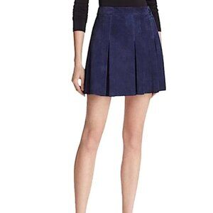 Alice & Olivia Suede Navy Pleated Skirt - Size 4